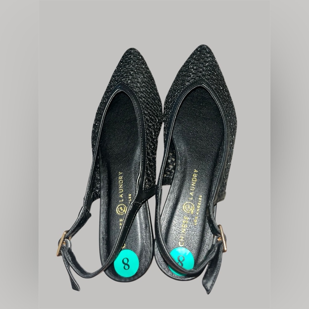 *new* Chinese Laundry Black Mesh Slingback Flats - Picture 5 of 10